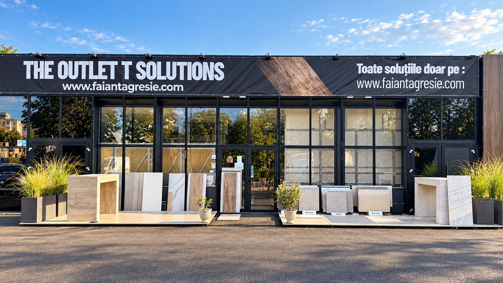 Vitrina showroom-ului THE OUTLET T. SOLUTIONS din București
